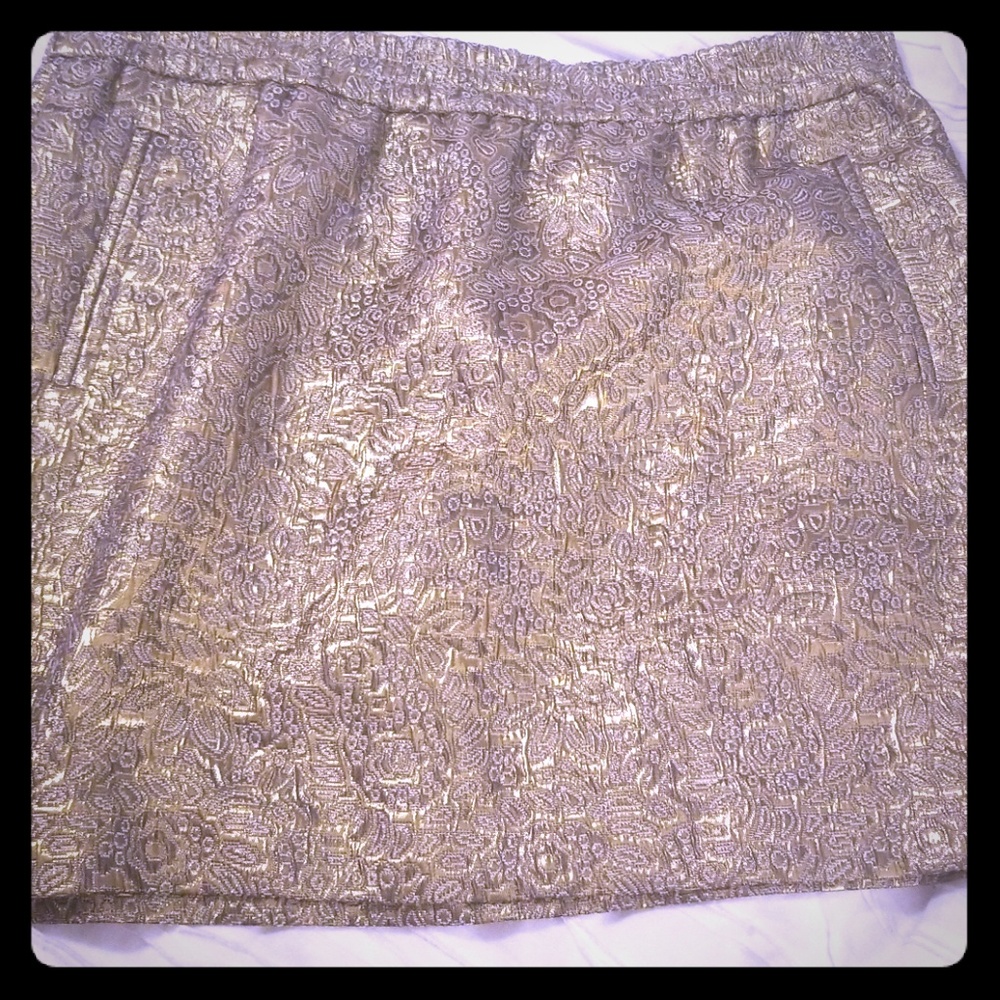 NWT Gold Metallic Jaquard Elastic waist